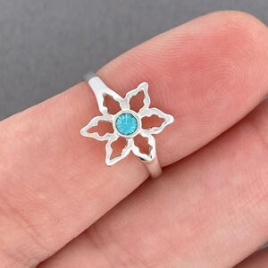 925 Sterling Silver Midi or Toe Ring Adjustable Blue Center